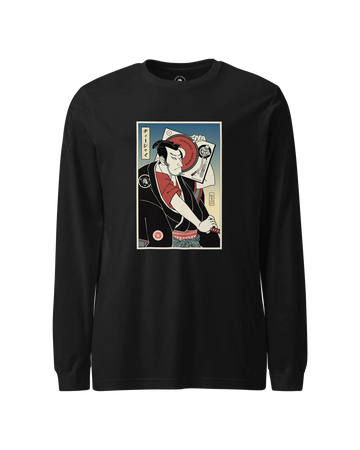 Samurai DJ Music Ukiyo-e Unisex Long Sleeve Tee No.4