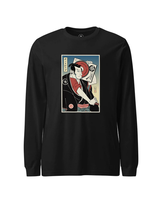Samurai DJ Music Ukiyo-e Unisex Long Sleeve Tee No.4