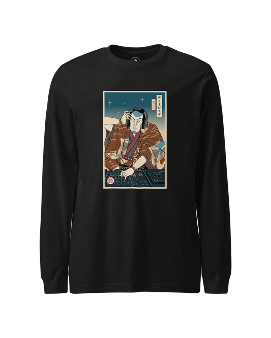 Samurai DJ Turntable Music Ukiyo-e Unisex Long Sleeve Tee No.6