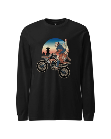 Samurai Dirt Bike Motocross Ukiyo-e Unisex Long Sleeve Tee No.2