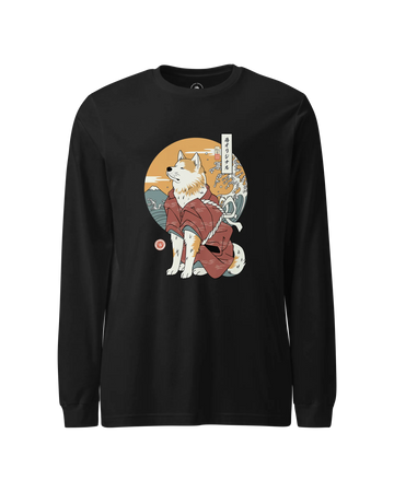 Samurai Dog Akita Best Friend Ukiyo-e Unisex Long Sleeve Tee