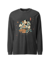 Samurai Drinks Beer Funny Ukiyo-e Unisex Long Sleeve Tee No.4 Dark Grey Heather - Samurai Original