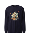 Samurai Drinks Beer Funny Ukiyo-e Unisex Long Sleeve Tee No.4 Navy - Samurai Original