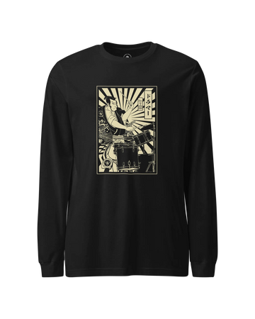 Samurai Drummer Percussion Music Ukiyo-e Unisex Long Sleeve Tee No.2