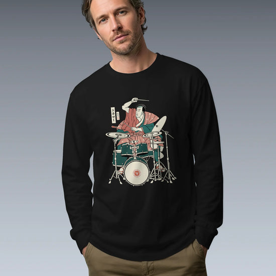 Samurai Drummer 3 Percussion Unisex Long Sleeve Tee - Samurai Original