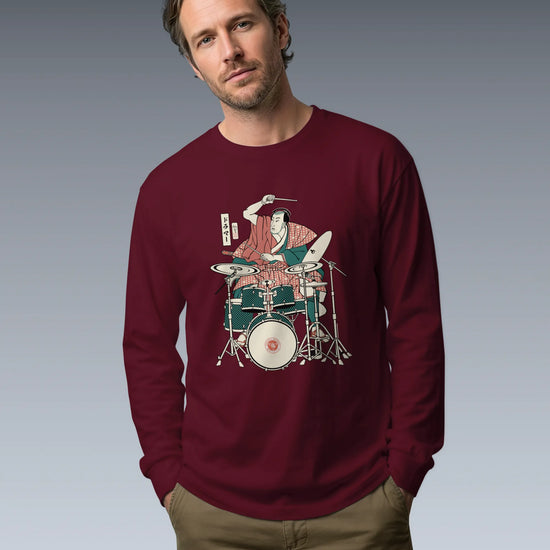 Samurai Drummer 3 Percussion Unisex Long Sleeve Tee - Samurai Original