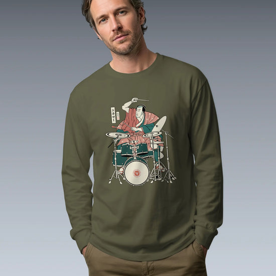 Samurai Drummer 3 Percussion Unisex Long Sleeve Tee - Samurai Original