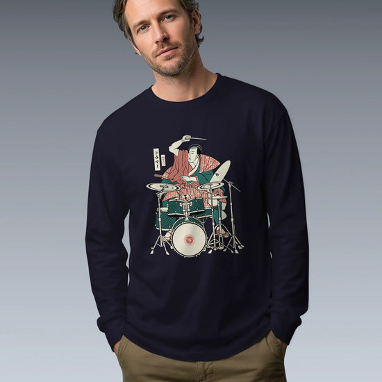 Samurai Drummer 3 Percussion Unisex Long Sleeve Tee - Samurai Original