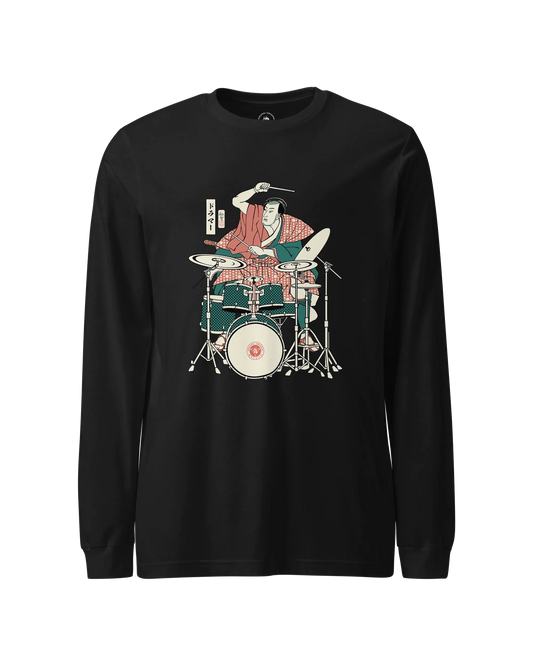 Samurai Drummer 3 Percussion Unisex Long Sleeve Tee