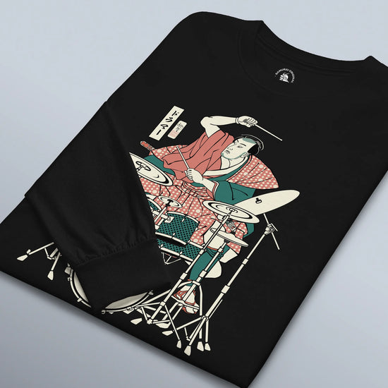 Samurai Drummer 3 Percussion Unisex Long Sleeve Tee - Samurai Original