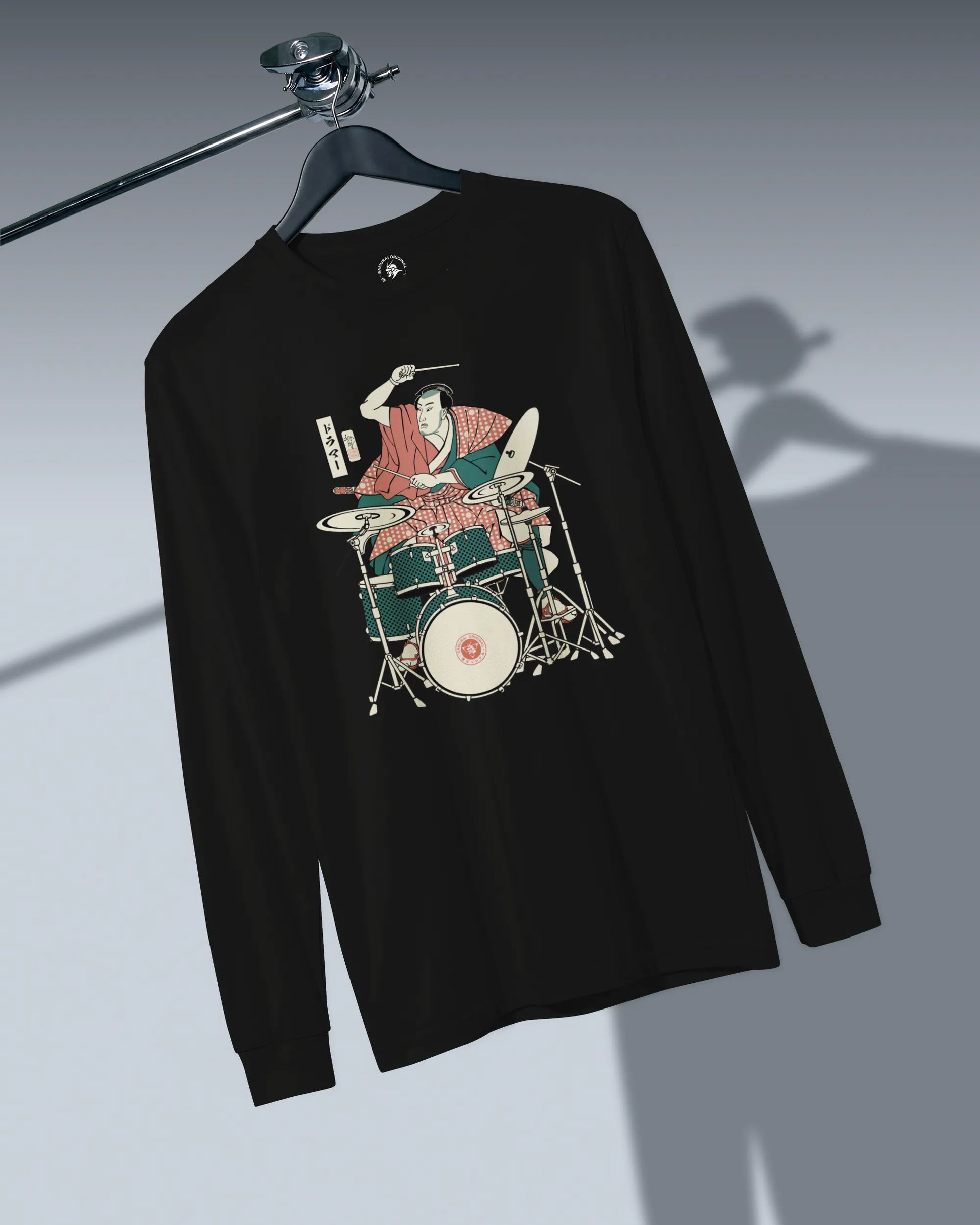 Samurai Drummer 3 Percussion Unisex Long Sleeve Tee - Samurai Original