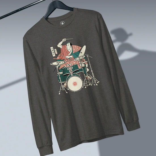 Samurai Drummer 3 Percussion Unisex Long Sleeve Tee - Samurai Original