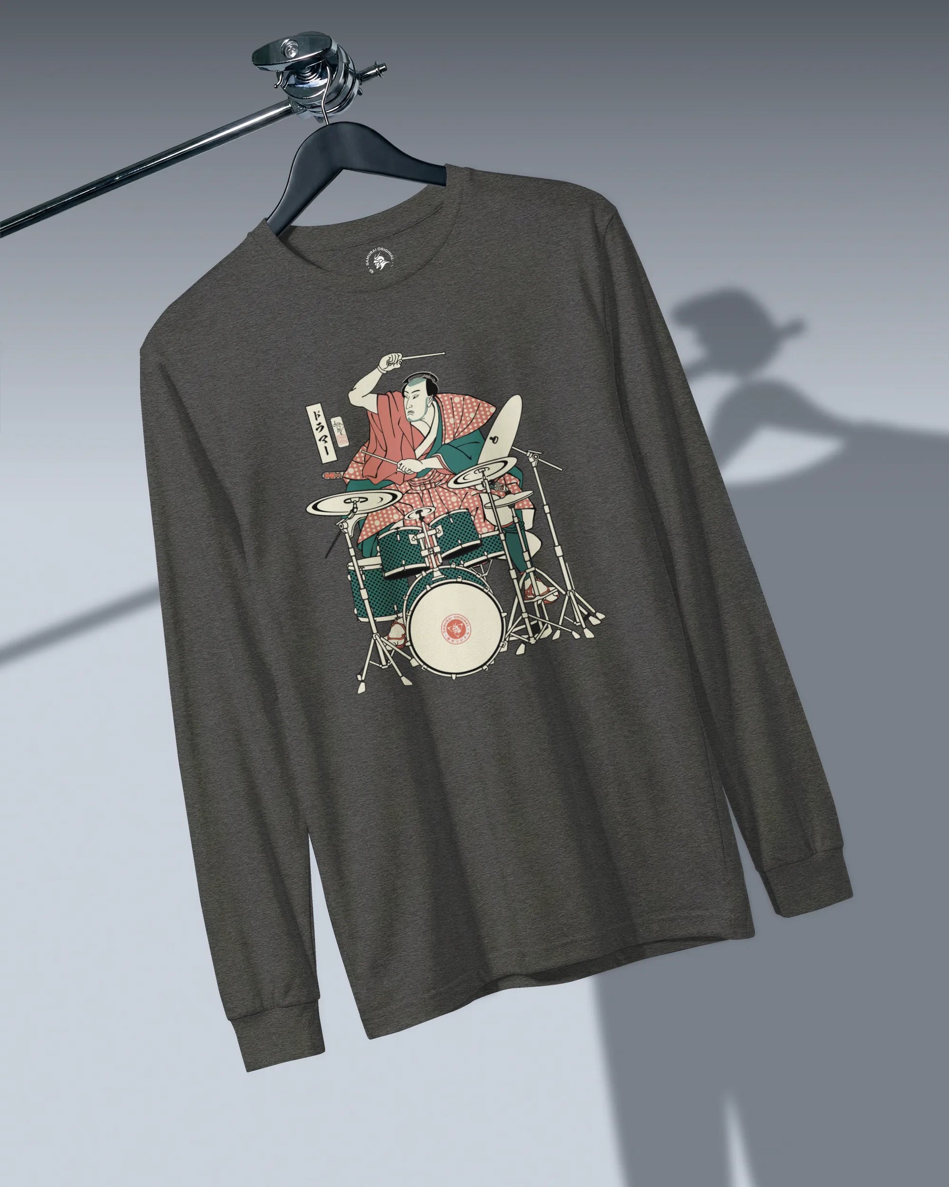 Samurai Drummer 3 Percussion Unisex Long Sleeve Tee - Samurai Original