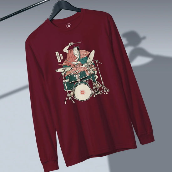 Samurai Drummer 3 Percussion Unisex Long Sleeve Tee - Samurai Original