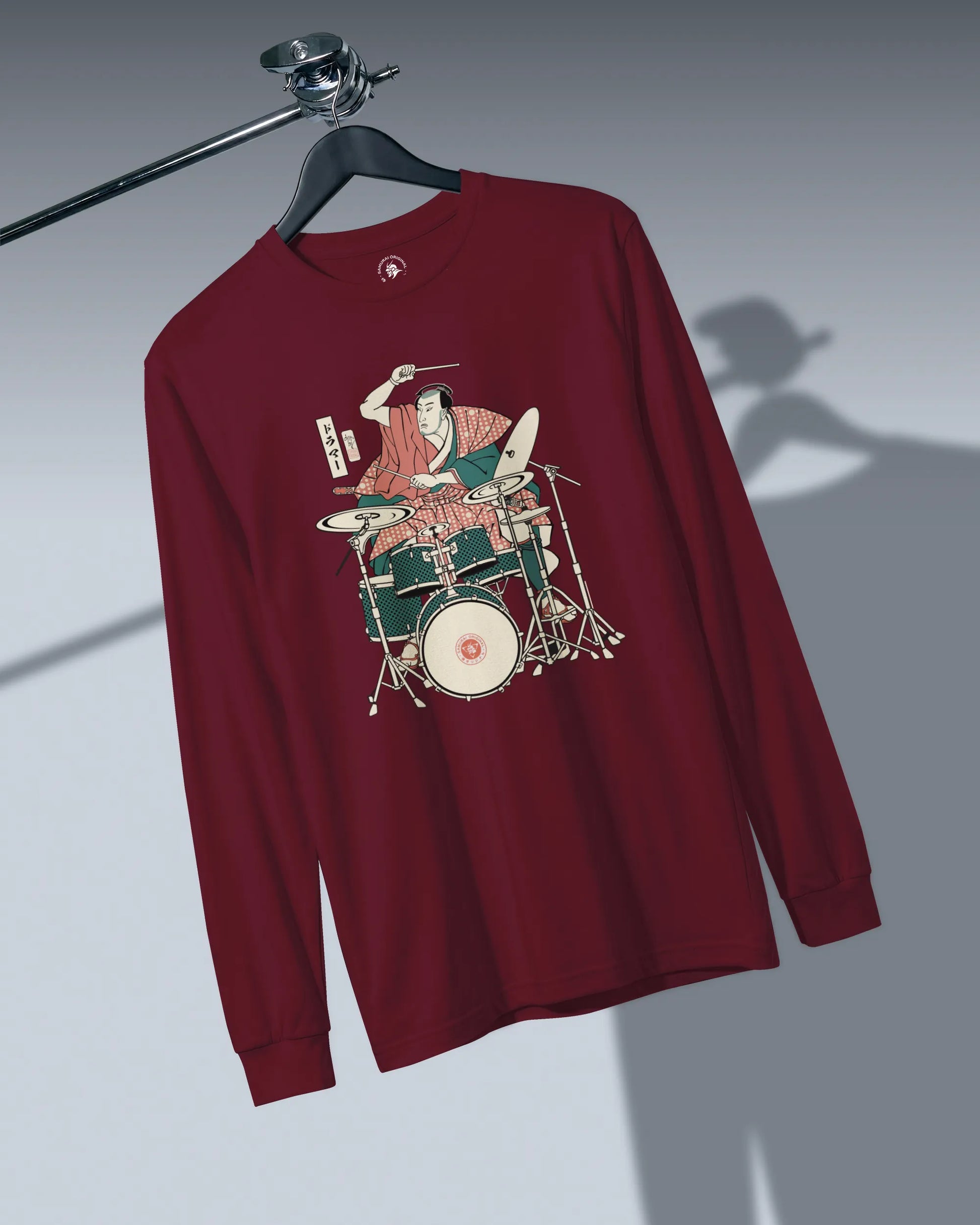 Samurai Drummer 3 Percussion Unisex Long Sleeve Tee - Samurai Original