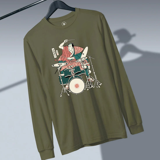Samurai Drummer 3 Percussion Unisex Long Sleeve Tee - Samurai Original