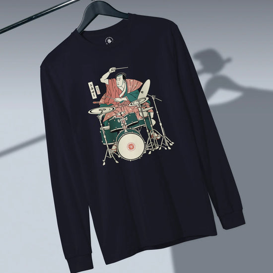Samurai Drummer 3 Percussion Unisex Long Sleeve Tee - Samurai Original