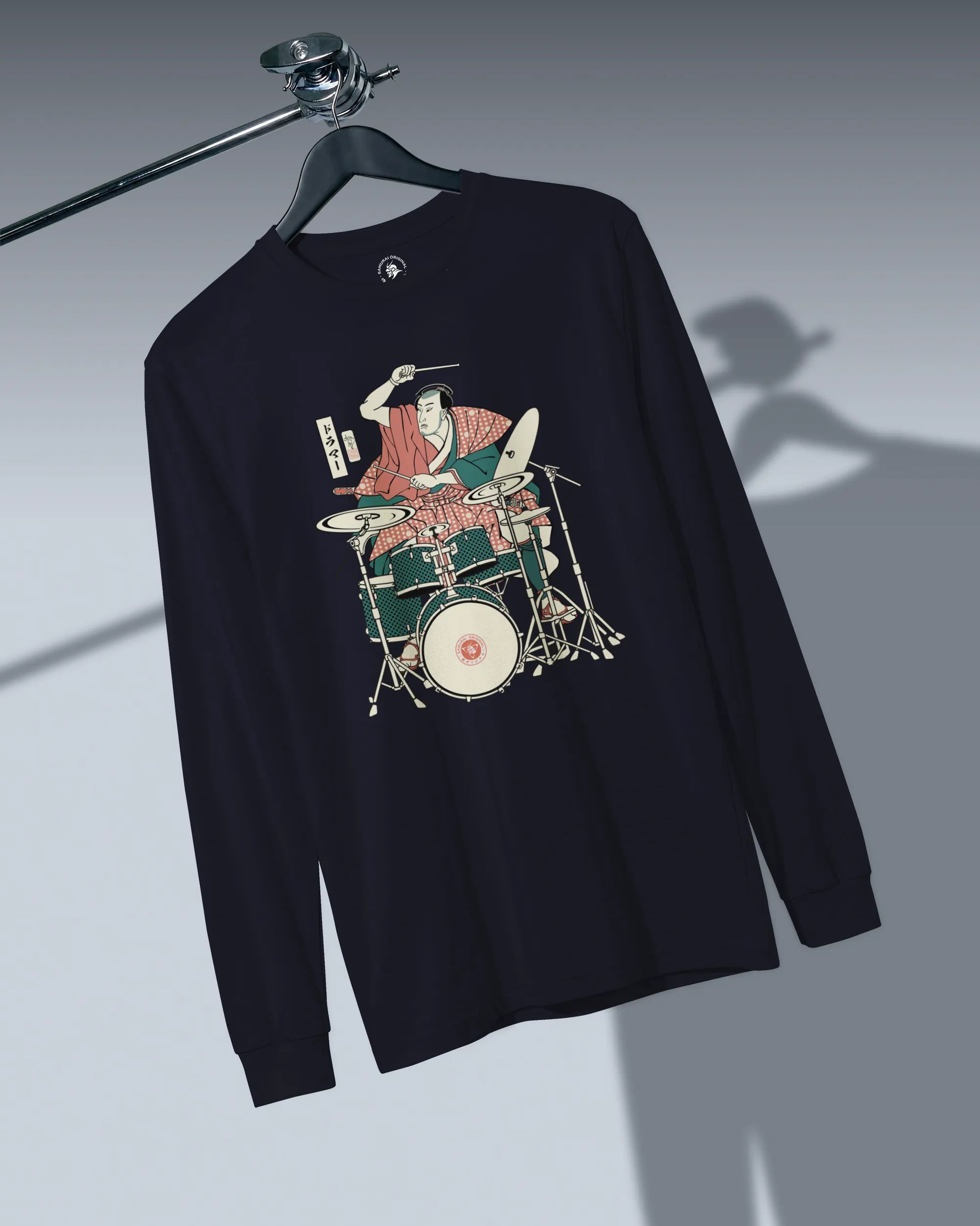 Samurai Drummer 3 Percussion Unisex Long Sleeve Tee - Samurai Original