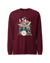Samurai Drummer 3 Percussion Unisex Long Sleeve Tee Maroon - Samurai Original