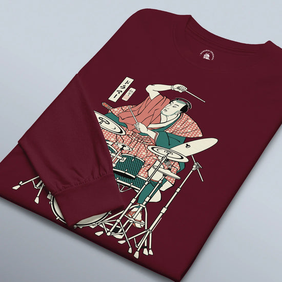 Samurai Drummer 3 Percussion Unisex Long Sleeve Tee - Samurai Original