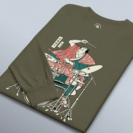 Samurai Drummer 3 Percussion Unisex Long Sleeve Tee - Samurai Original