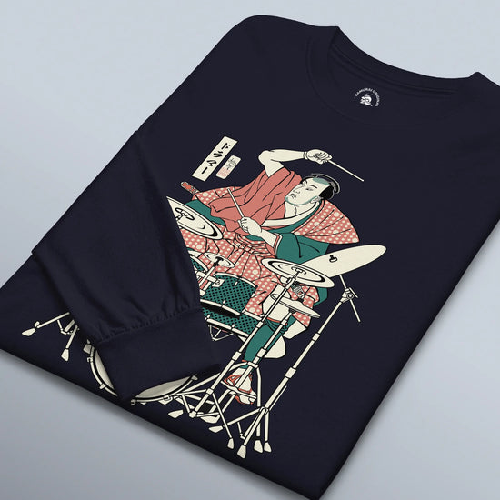Samurai Drummer 3 Percussion Unisex Long Sleeve Tee - Samurai Original