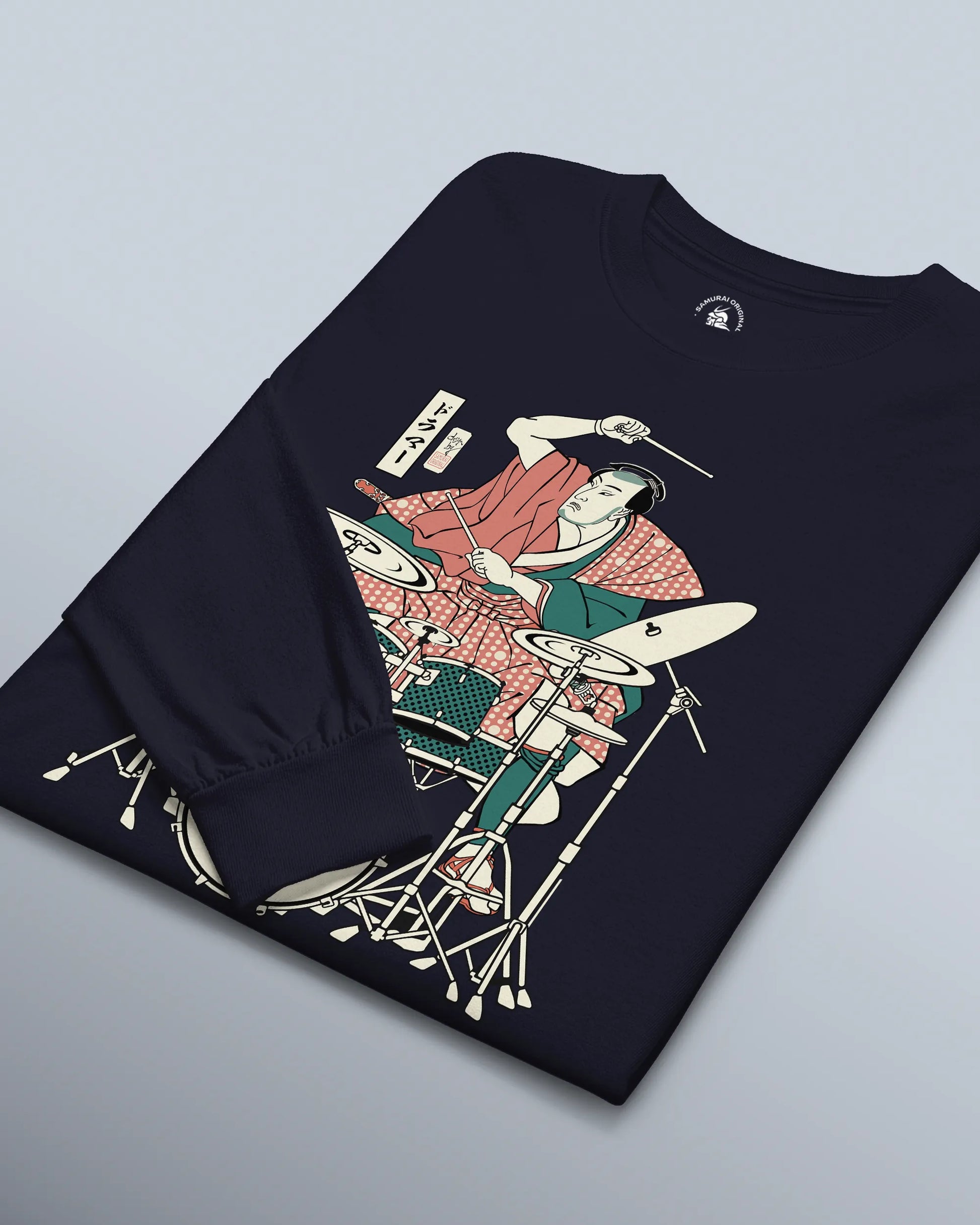 Samurai Drummer 3 Percussion Unisex Long Sleeve Tee - Samurai Original