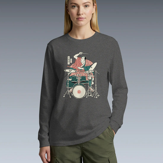 Samurai Drummer 3 Percussion Unisex Long Sleeve Tee - Samurai Original