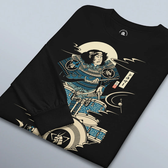 Samurai Drummer 6 Percussion Music Ukiyo-e Unisex Long Sleeve Tee - Samurai Original