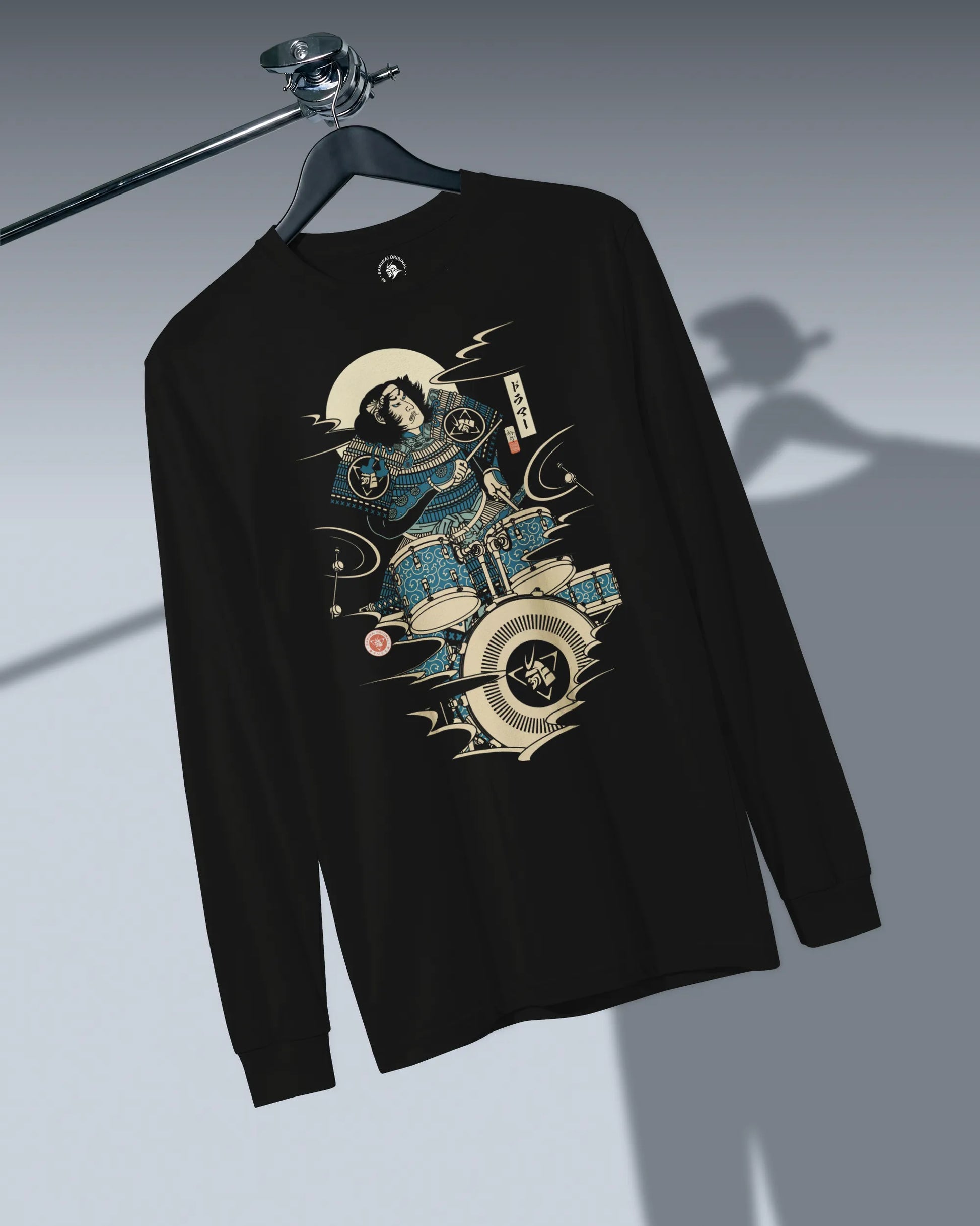 Samurai Drummer 6 Percussion Music Ukiyo-e Unisex Long Sleeve Tee - Samurai Original