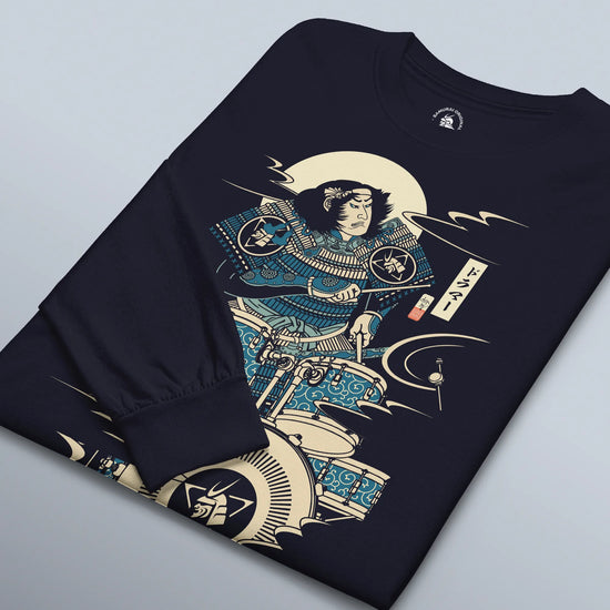 Samurai Drummer 6 Percussion Music Ukiyo-e Unisex Long Sleeve Tee - Samurai Original