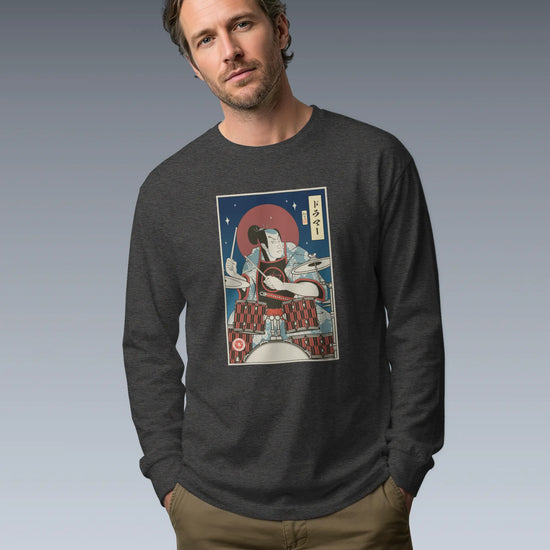 Samurai Drummer Percussion Music Ukiyo-e Unisex Long Sleeve Tee - Samurai Original
