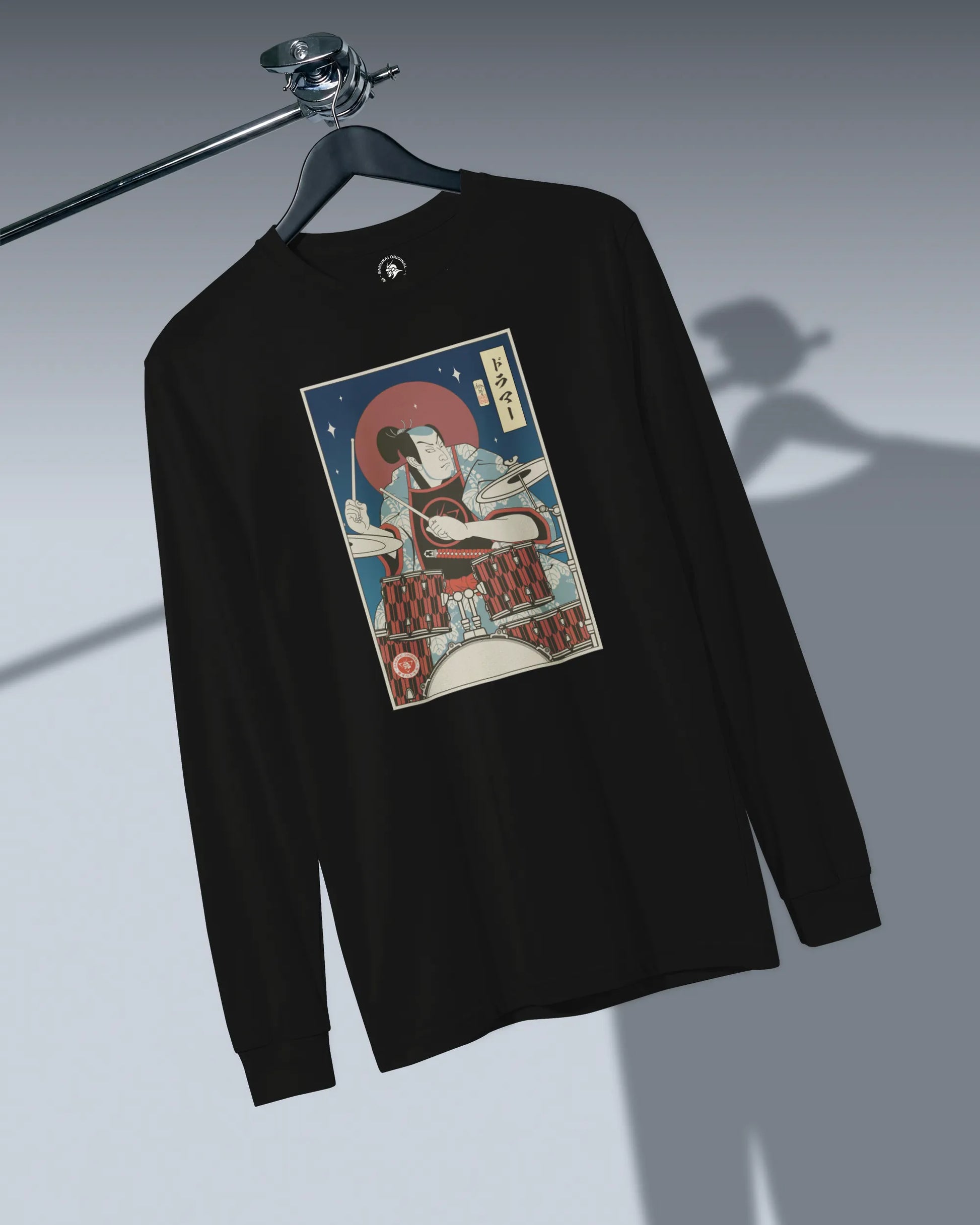 Samurai Drummer Percussion Music Ukiyo-e Unisex Long Sleeve Tee - Samurai Original