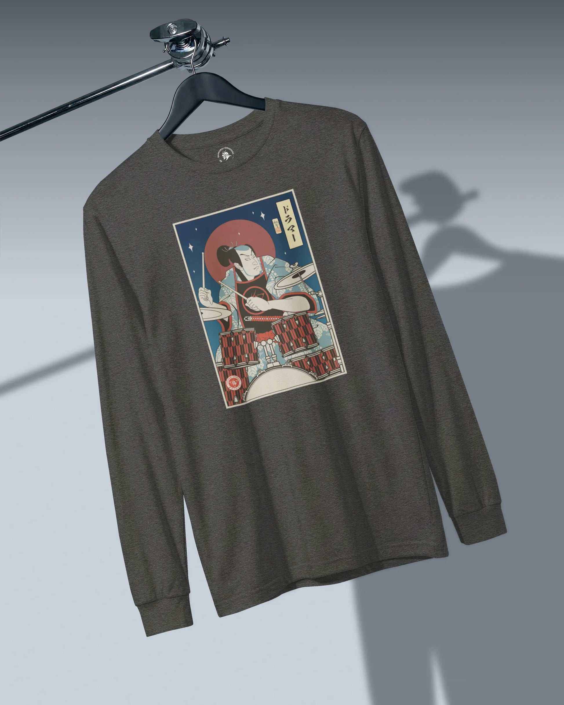 Samurai Drummer Percussion Music Ukiyo-e Unisex Long Sleeve Tee - Samurai Original