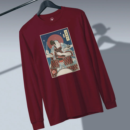 Samurai Drummer Percussion Music Ukiyo-e Unisex Long Sleeve Tee - Samurai Original
