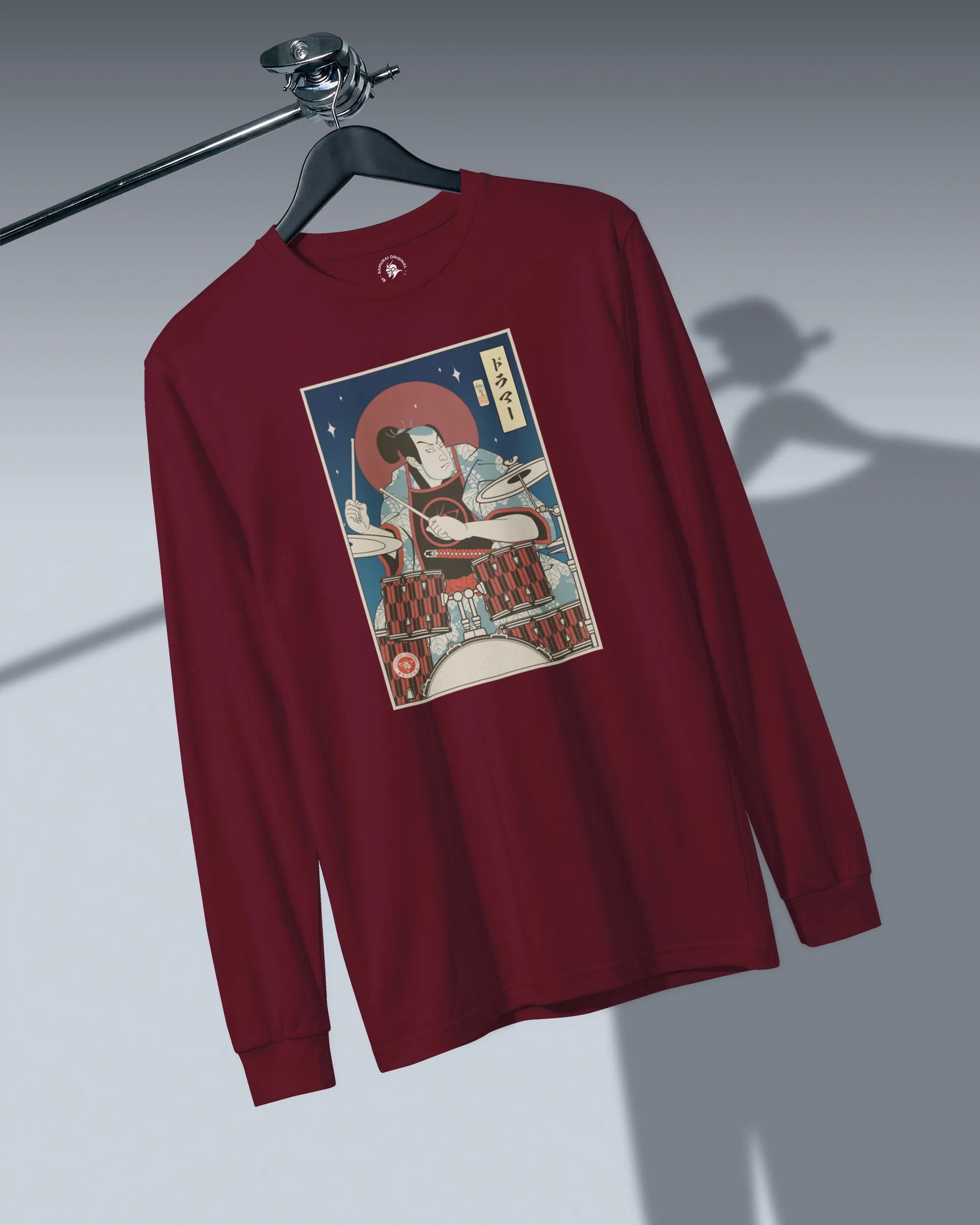 Samurai Drummer Percussion Music Ukiyo-e Unisex Long Sleeve Tee - Samurai Original