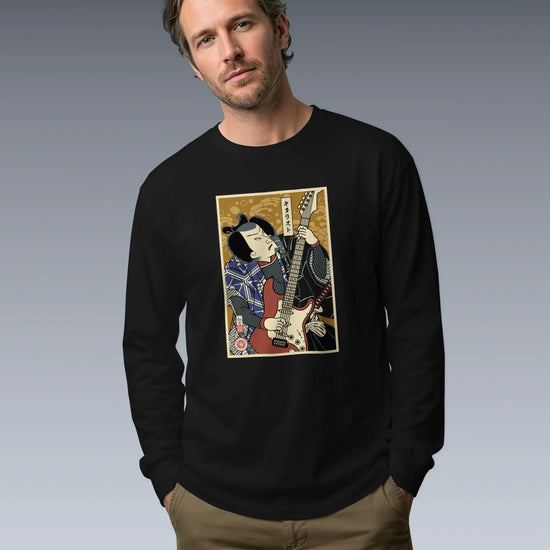 Samurai Electric Guitar Guitarist Music Ukiyo-e Unisex Long Sleeve Tee - Samurai Original