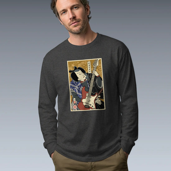 Samurai Electric Guitar Guitarist Music Ukiyo-e Unisex Long Sleeve Tee - Samurai Original