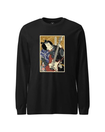 Samurai Electric Guitar Guitarist Music Ukiyo-e Unisex Long Sleeve Tee Black - Samurai Original