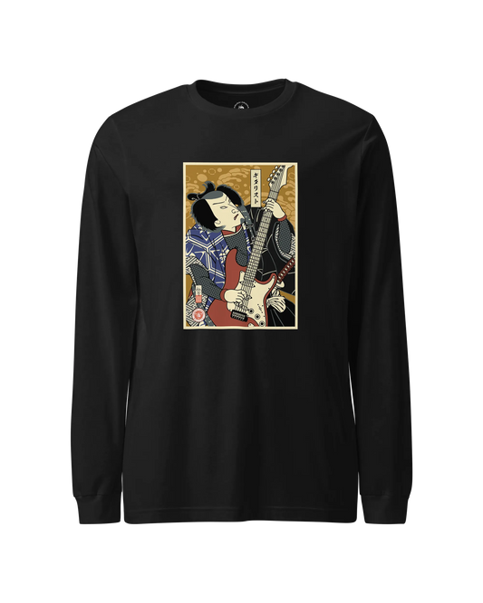 Samurai Electric Guitar Guitarist Music Ukiyo-e Unisex Long Sleeve Tee Black - Samurai Original
