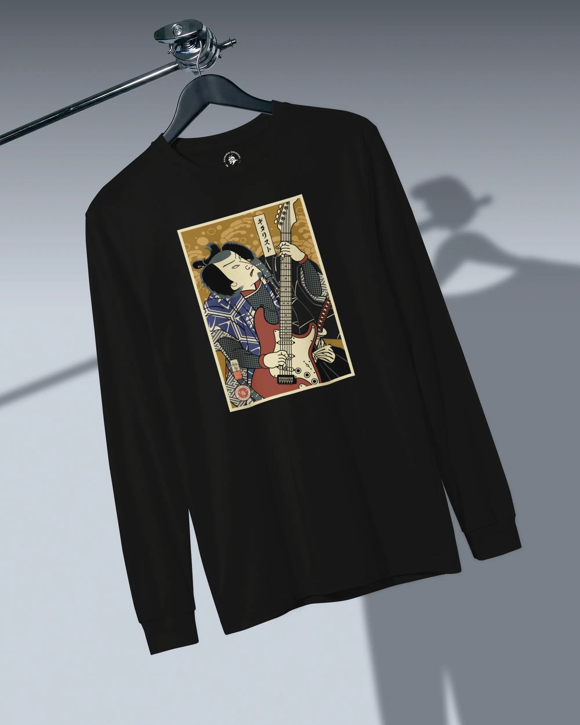Samurai Electric Guitar Guitarist Music Ukiyo-e Unisex Long Sleeve Tee - Samurai Original