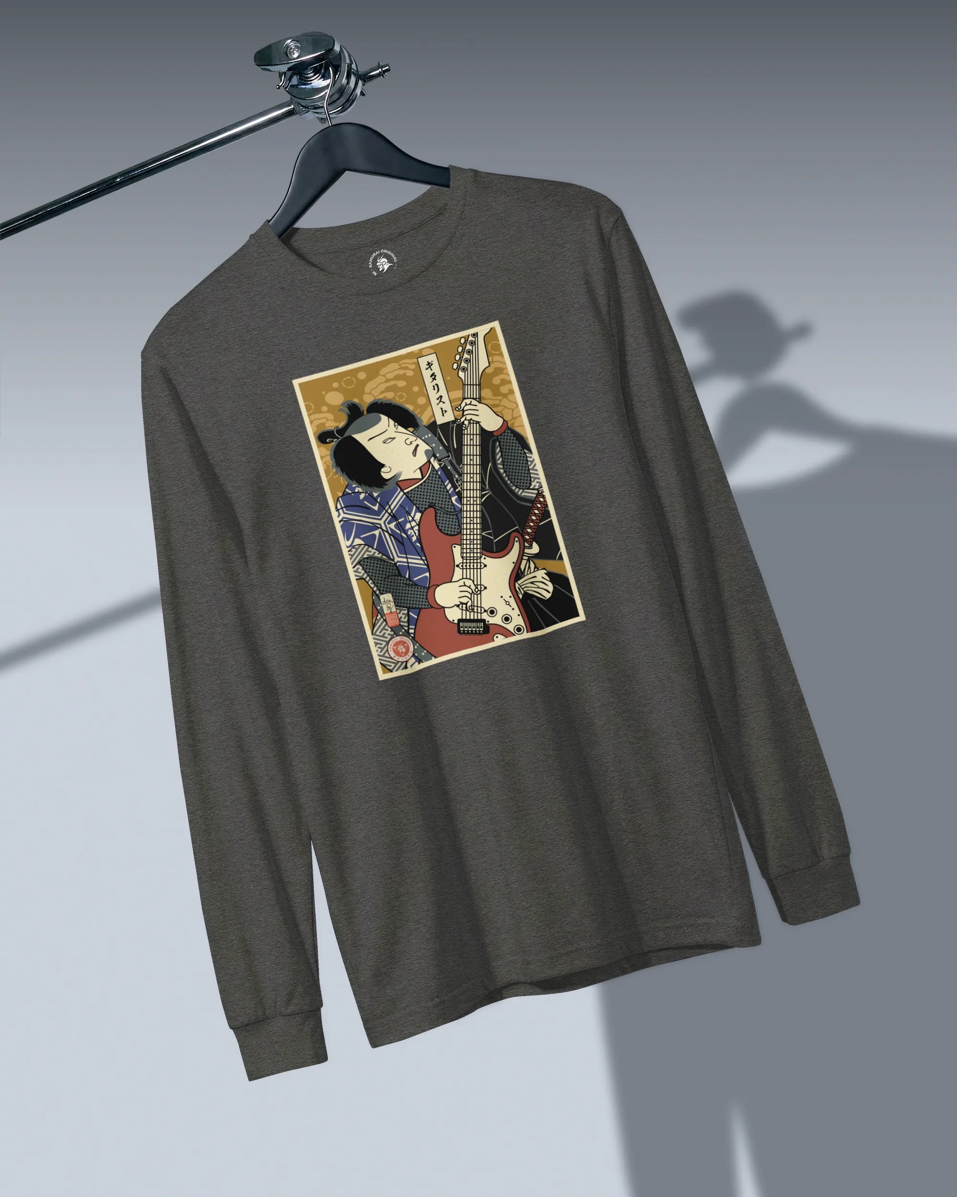 Samurai Electric Guitar Guitarist Music Ukiyo-e Unisex Long Sleeve Tee - Samurai Original