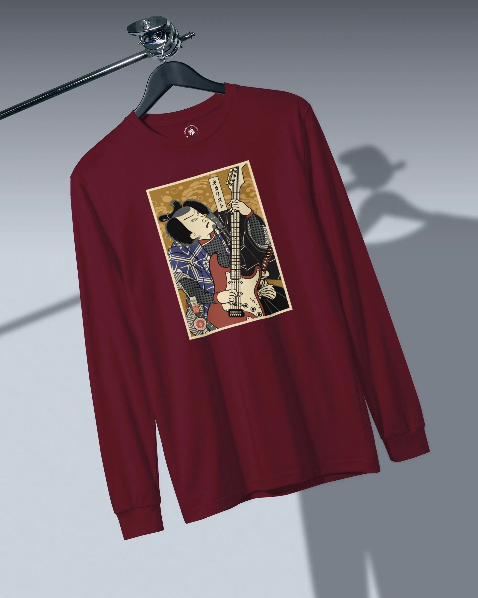 Samurai Electric Guitar Guitarist Music Ukiyo-e Unisex Long Sleeve Tee - Samurai Original