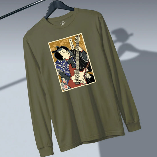 Samurai Electric Guitar Guitarist Music Ukiyo-e Unisex Long Sleeve Tee - Samurai Original