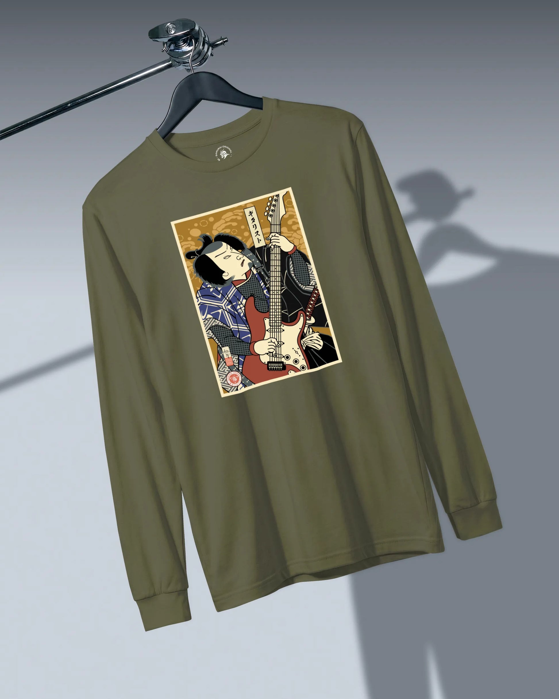 Samurai Electric Guitar Guitarist Music Ukiyo-e Unisex Long Sleeve Tee - Samurai Original