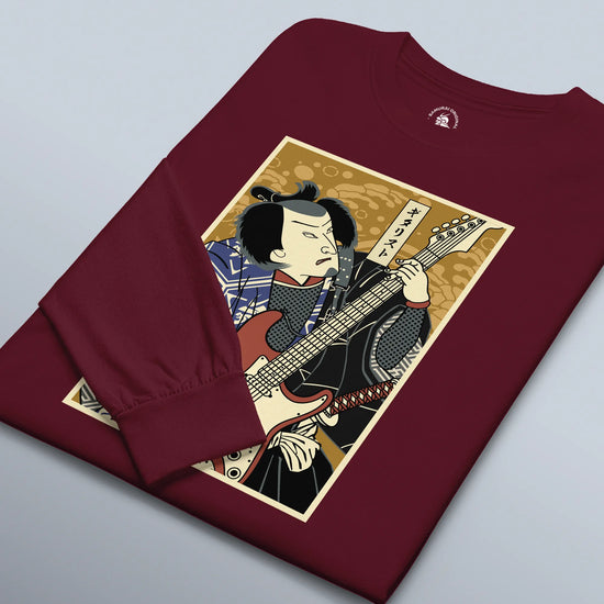 Samurai Electric Guitar Guitarist Music Ukiyo-e Unisex Long Sleeve Tee - Samurai Original