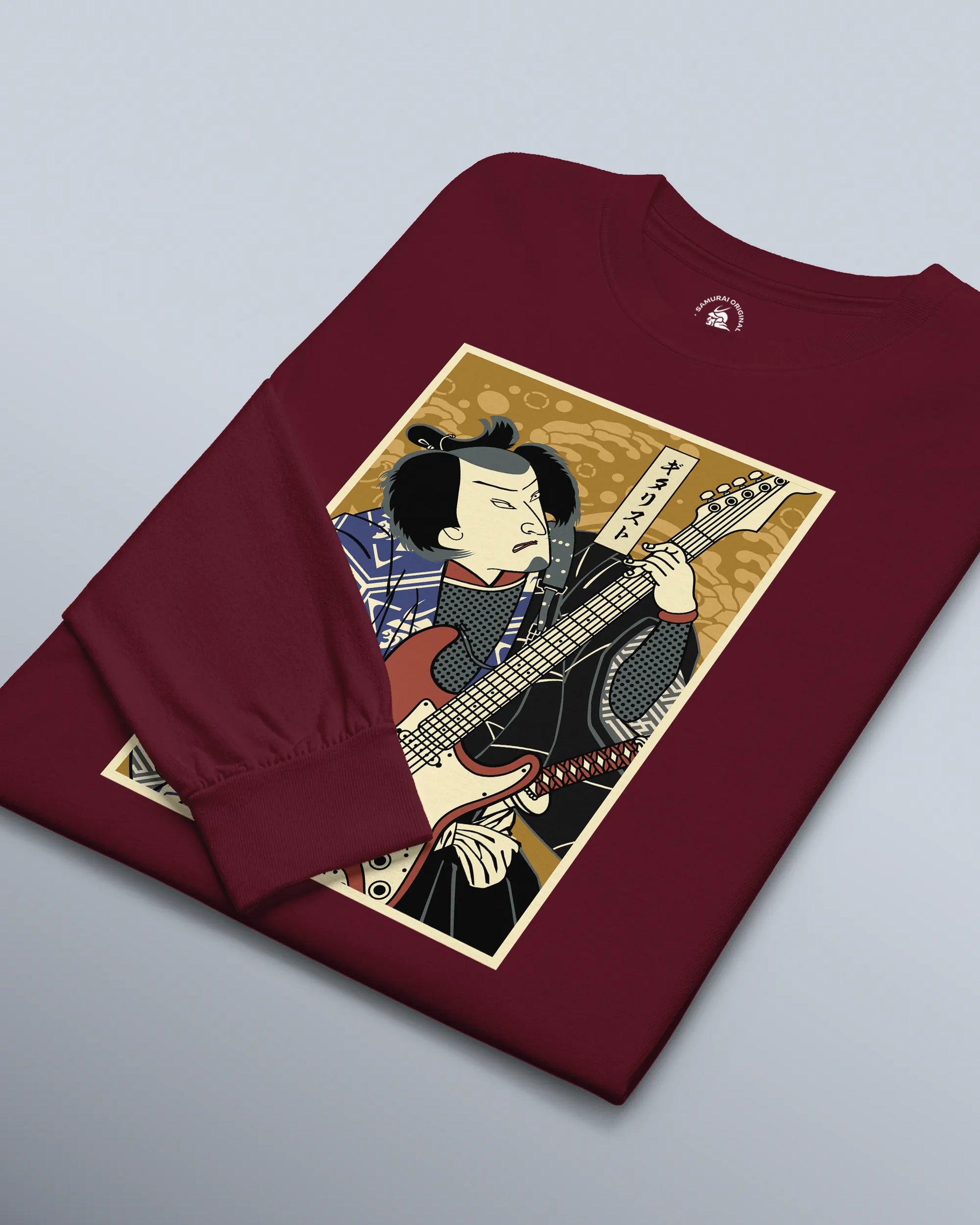 Samurai Electric Guitar Guitarist Music Ukiyo-e Unisex Long Sleeve Tee - Samurai Original