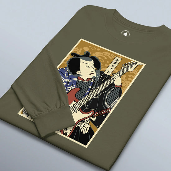 Samurai Electric Guitar Guitarist Music Ukiyo-e Unisex Long Sleeve Tee - Samurai Original