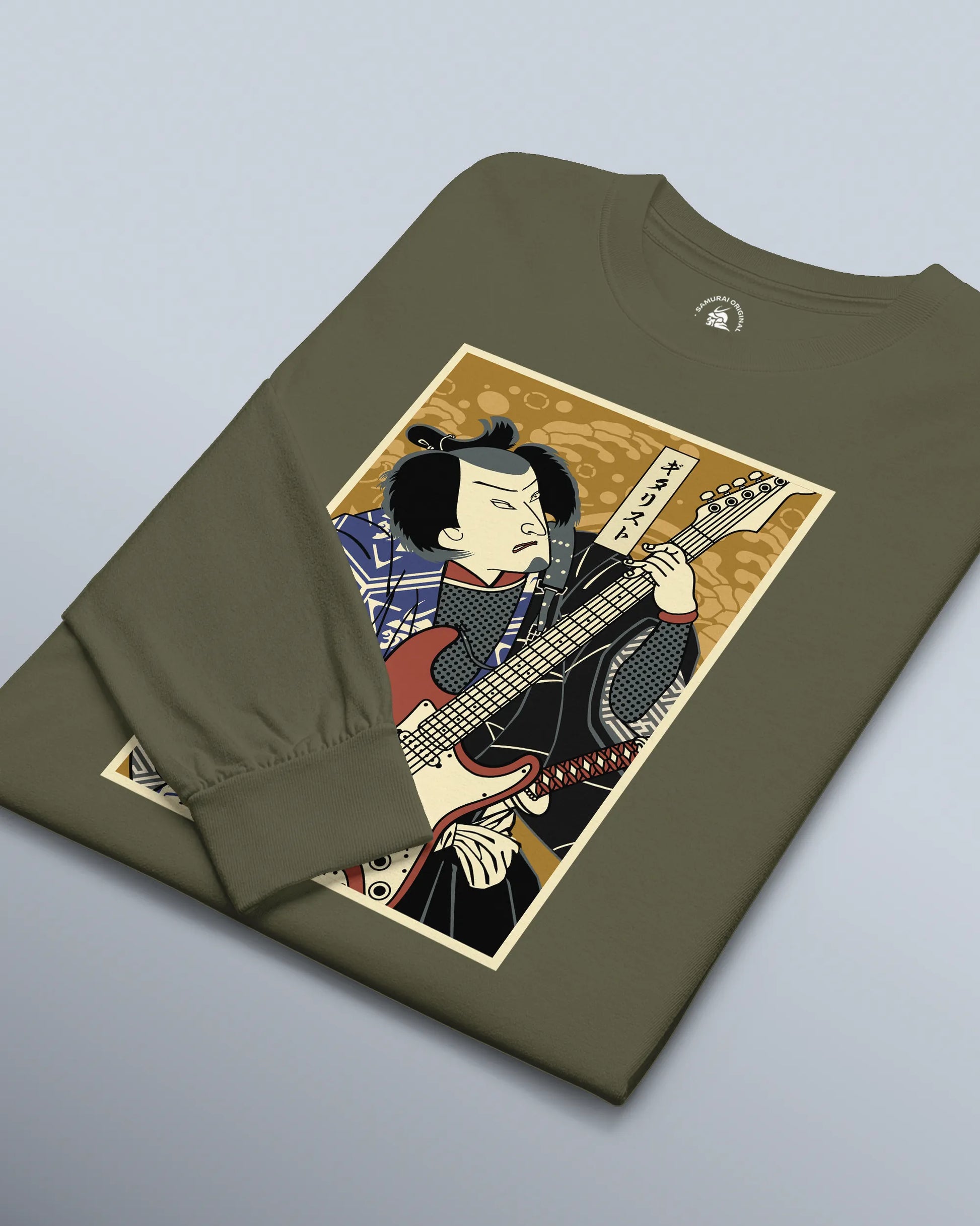 Samurai Electric Guitar Guitarist Music Ukiyo-e Unisex Long Sleeve Tee - Samurai Original