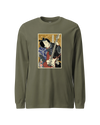 Samurai Electric Guitar Guitarist Music Ukiyo-e Unisex Long Sleeve Tee Military Green - Samurai Original